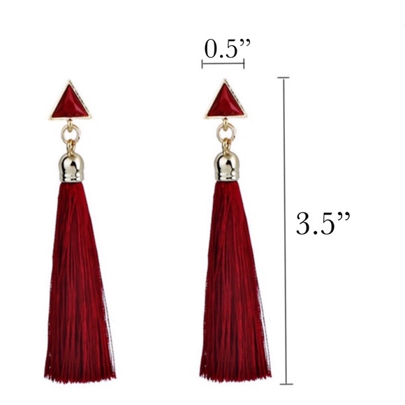 Bohemian Long Tassel Triangle Stud Earrings - Picture 13 of 13